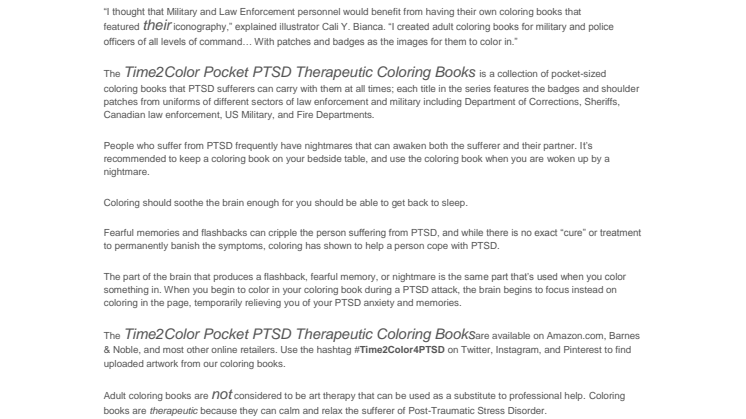 Adult Coloring Books with Police and Military Themes Provide Relief to PTSD Sufferers