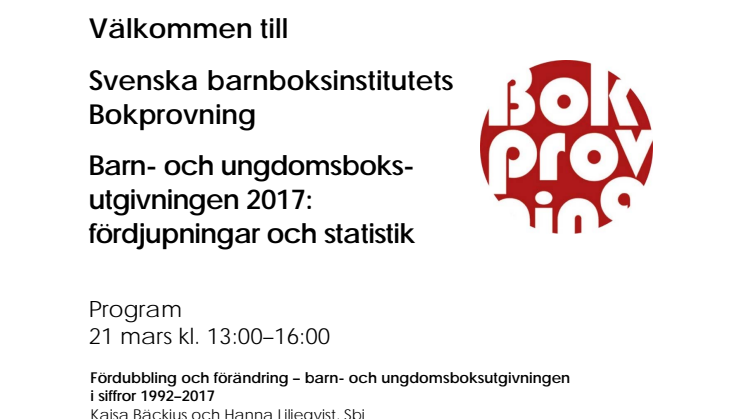 Program för Svenska barnboksinstitutets Bokprovning 2018