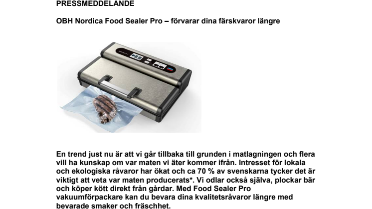 OBH Nordica Food Sealer Pro – förvarar dina färskvaror längre
