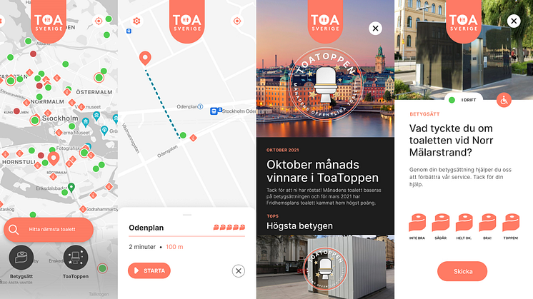 Vyer från Sveriges största toa-app