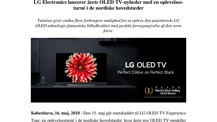 LG Electronics lancerer årets OLED TV-nyheder med en oplevelsesturné i de nordiske hovedstæder