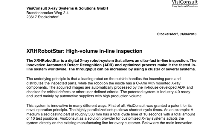 XRHRobotStar: High-volume in-line inspection