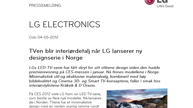 TVen blir interiørdetalj når LG lanserer ny designserie i Norge