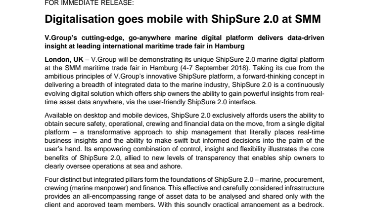 Digitalisation goes mobile with ShipSure 2.0 at SMM