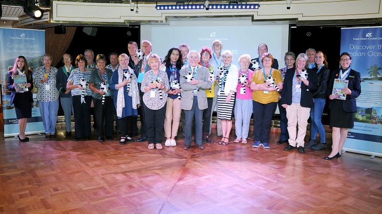 Group travel organisers on board Braemar at Southampton 