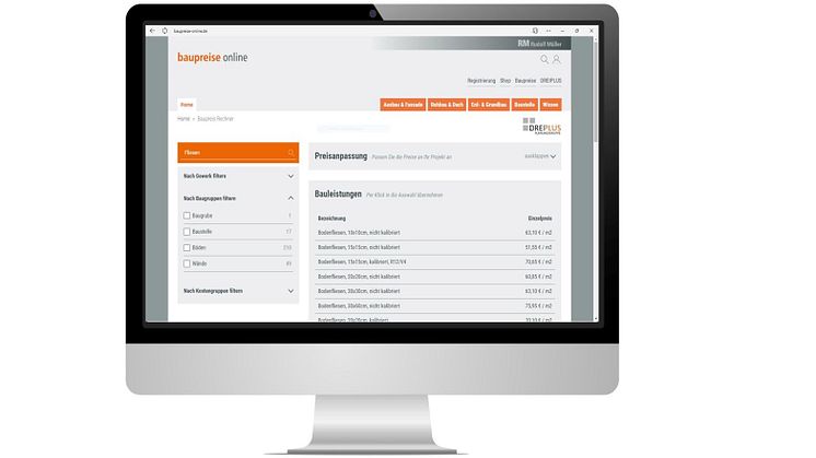 Jetzt Baupreise kalkulieren! Die neue Datenbank mit über 6.900 Leistungspositionen & komfortablem Baupreisrechner. Foto: Verlagsgesellschaft Rudolf Müller