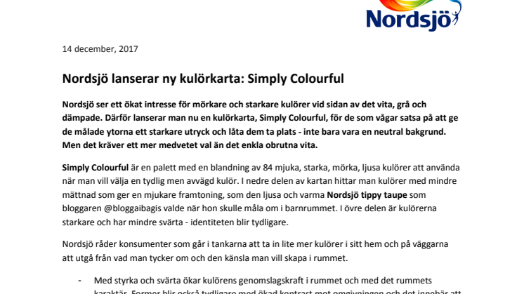 Nordsjö lanserar ny kulörkarta: Simply Colourful