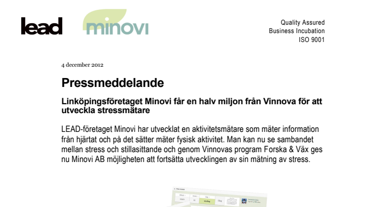 Minovi får en halv miljon från Vinnova för att utveckla stressmätare