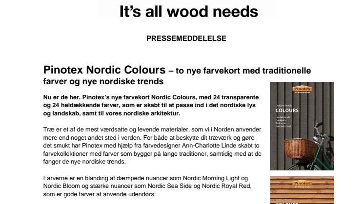 Pinotex Nordic Colours – to nye farvekort med traditionelle farver og nye nordiske trends