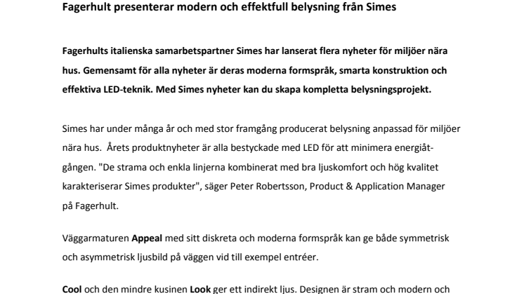 Fagerhult presents modern and efficient lighting from Simes