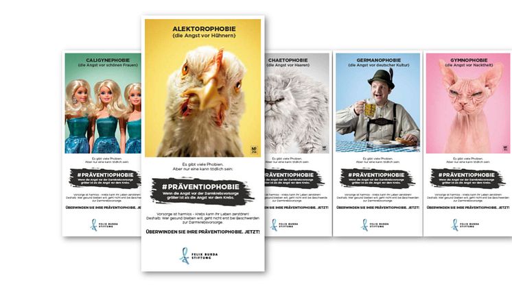 Darmkrebsmonat März 2021: Flyer und Plakate im Look der Werbekampagne #Präventiophobie