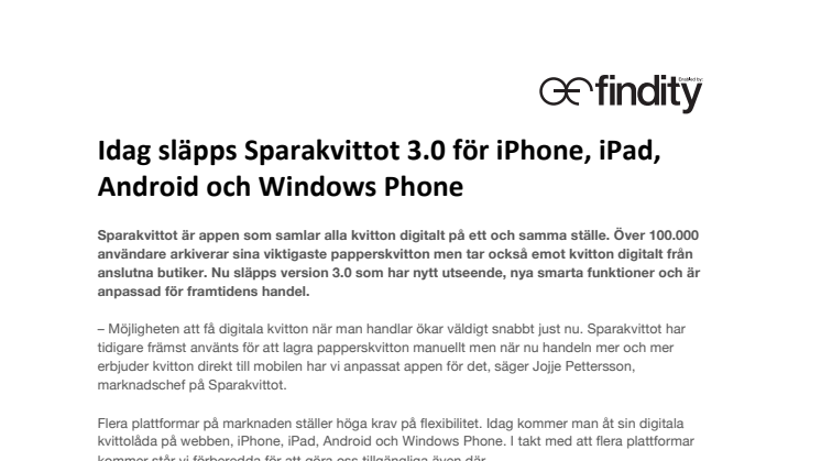 Idag släpps Sparakvittot 3.0 för iPhone, iPad, Android och Windows Phone