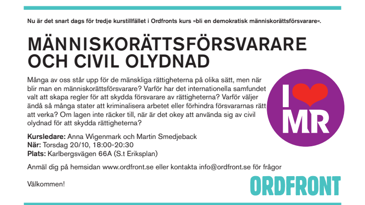 Människorättsförsvarare och civil olydnad