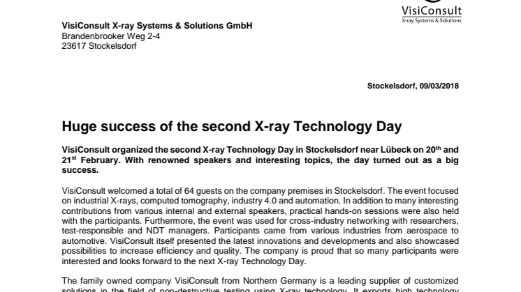 Huge success of the second X-ray Technology Day
