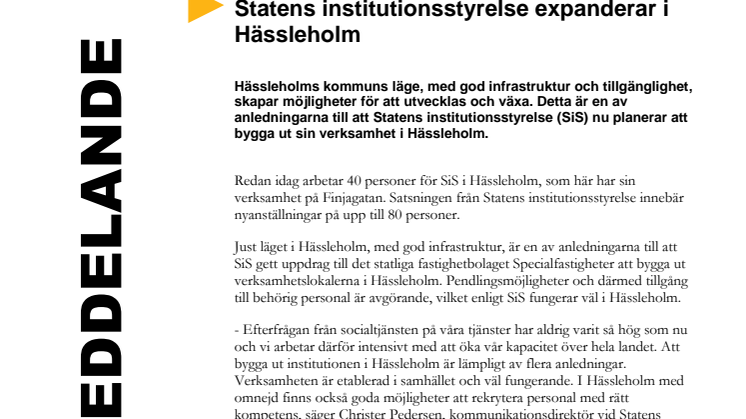 Statens Institutionsstyrelse expanderar i Hässleholm