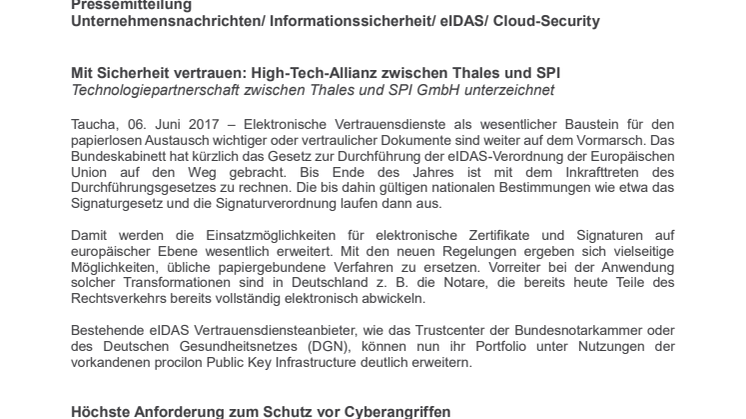 Mit Sicherheit vertrauen: High-Tech-Allianz zwischen Thales und SPI 