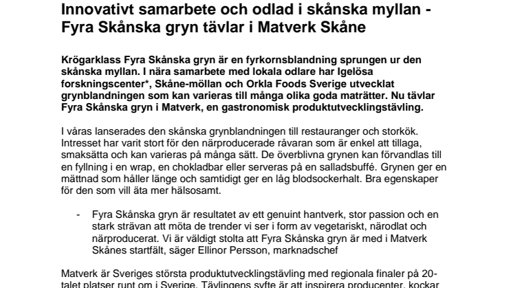 Krögarklass Fyra Skånska gryn tävlar i Matverk Skåne