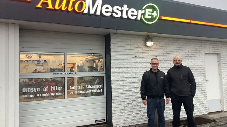 Jimmi Brygge og Bjørn Bloch, indehavere af AutoTal I_S der er AutoMester E+ fra 1. januar 2024