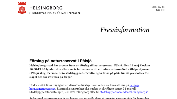 Förslag på naturreservat i Pålsjö