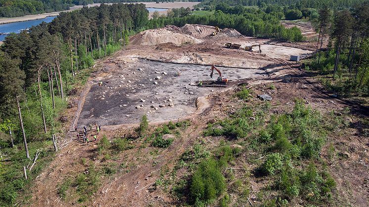 Bilden föreställer de arkeologiska utgrävningarna i Ljungaviken etapp 2B och är tagen i maj 2020. Finns att ladda ner som högupplöst pressbild via länk nedan. Foto: Sölvesborgs kommun.