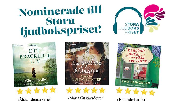 Stora Ljudbokspriset: tre romaner från Historiska Media är nominerade!