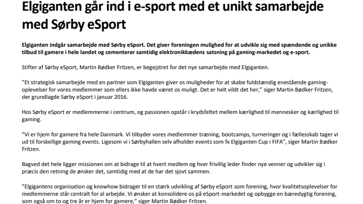 Elgiganten går ind i e-sport med et unikt samarbejde med Sørby eSport