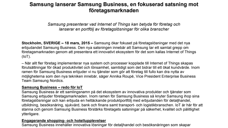 Samsung lanserar Samsung Business, en fokuserad satsning mot företagsmarknaden