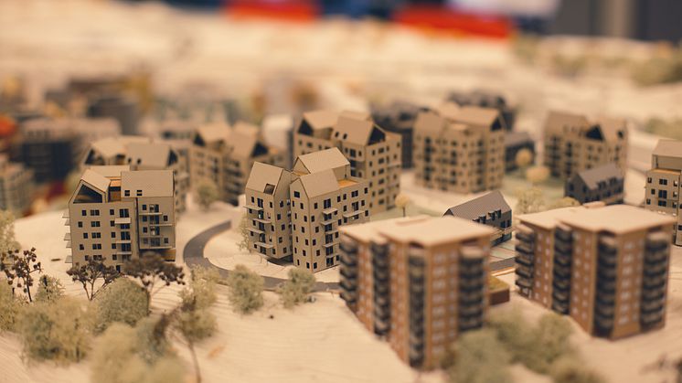 Modell över byggnationen på Uggleberget i Nya Hovås