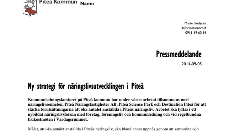 Ny strategi för att stärka och utveckla Piteås näringsliv