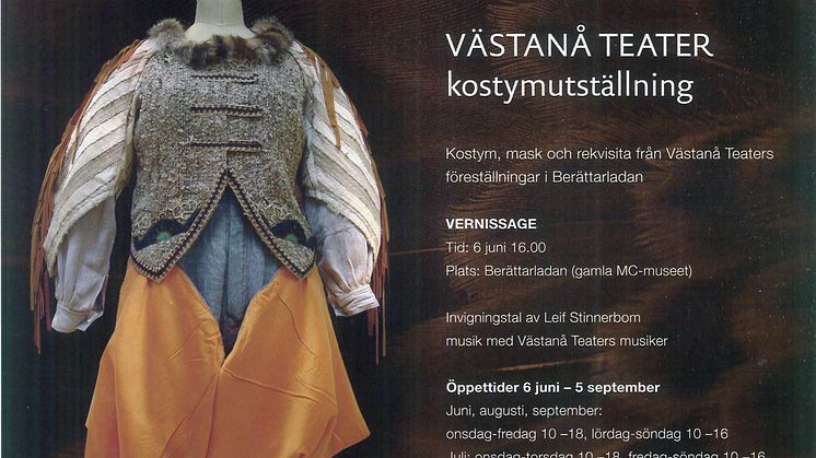 Inbjudan till pressvisning av kostymutställningen i BerättarLadan, Sunne