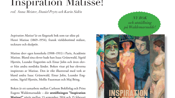 "Inspiration Matisse!" Ny bok och utställning på Prins Eugens Waldemarsudde