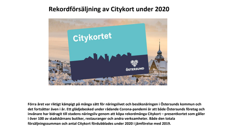 Rekordförsäljning av Citykort under 2020