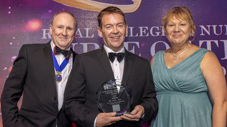 Professor Paul Gill (centre) at the RCN Wales Nurse of the Year Awards