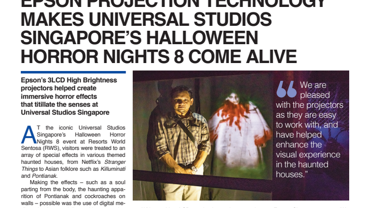 Epson projection technology makes Universal Studios Singapore’s Halloween Horror Nights 8 come alive