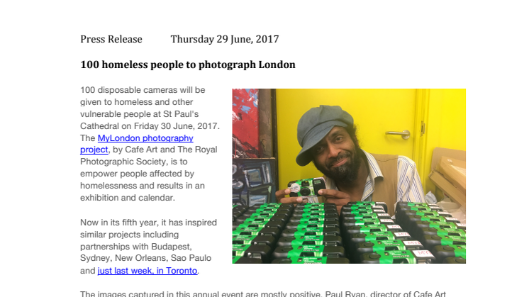 100 homeless people to photograph London