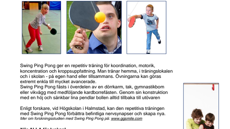 Ett träningshjälpmedel - Swing Ping Pong