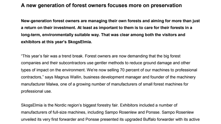 ​A new generation of forest owners focuses more on preservation