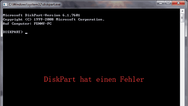 diskpart hat einen fehler