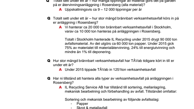 Q & A i ärendet kring IL Recyclings omnämnande i Uppdrag granskning