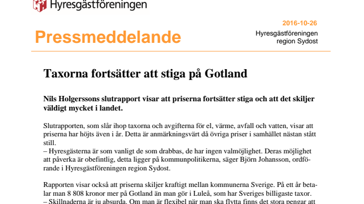 Taxorna fortsätter att stiga på Gotland 