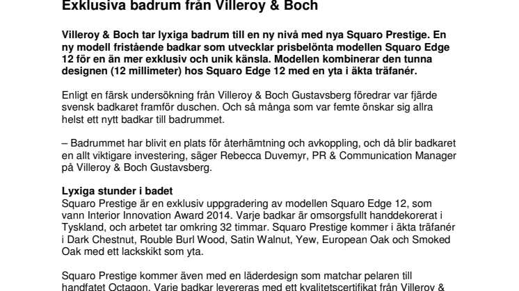 Unika badkaret Squaro Prestige - Exklusiva badrum från Villeroy & Boch