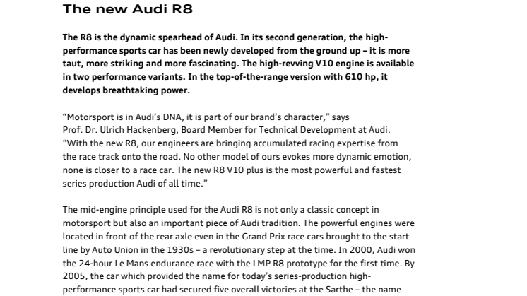 Audi R8 i detaljer