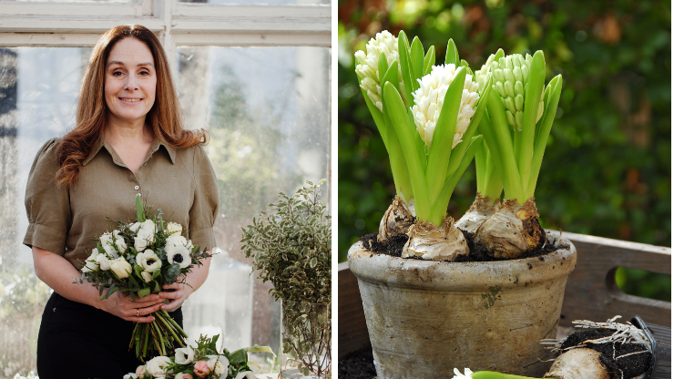 På plats finns även florist och fotograf Malin Björkholm som inspirerar med hyacinter. 