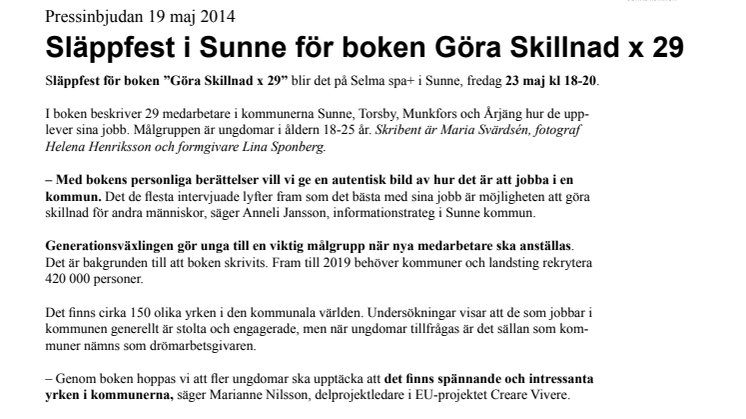 Släppfest i Sunne för boken Göra Skillnad x 29
