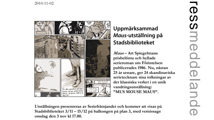 Uppmärksammad Maus-utställning på Stadsbiblioteket i Malmö