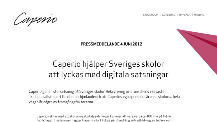 Caperio hjälper Sveriges skolor att lyckas med digitala satsningar