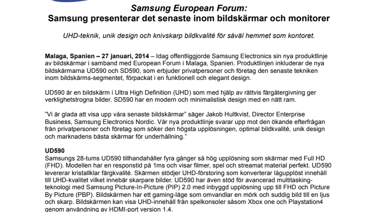 Samsung European Forum: Samsung presenterar det senaste inom bildskärmar och monitorer