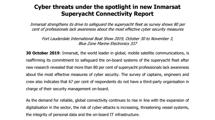 Cyber threats under the spotlight in new Inmarsat Superyacht Connectivity Report