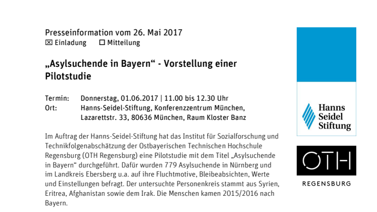 „Asylsuchende in Bayern“ - Vorstellung einer Pilotstudie