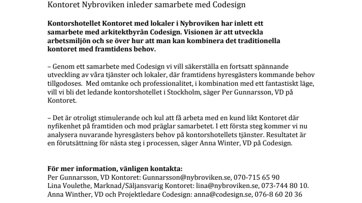Kontoret Nybroviken anlitar Codesign
